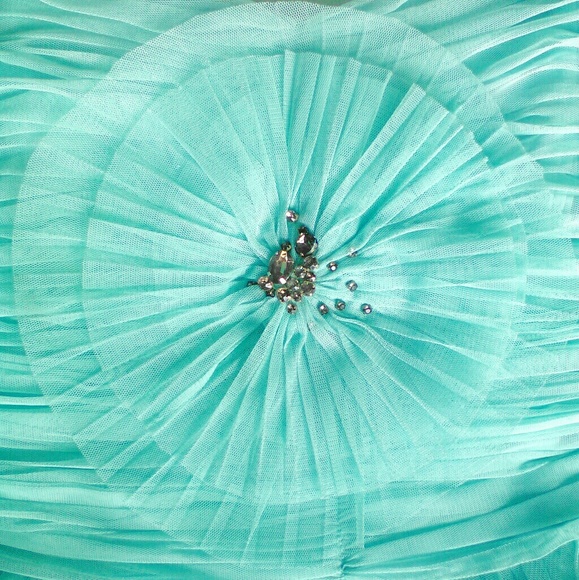 Flowing Aqua Blue Spring Formal Prom Gown Dress - Picture 5 of 8